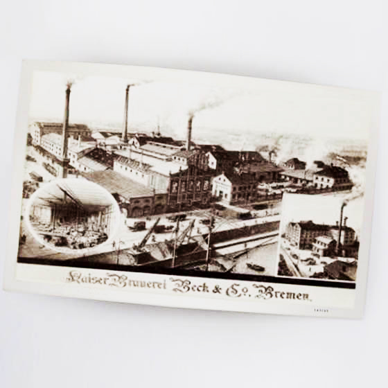 Bild einer alten Postkarte, die Brauerei zeigt