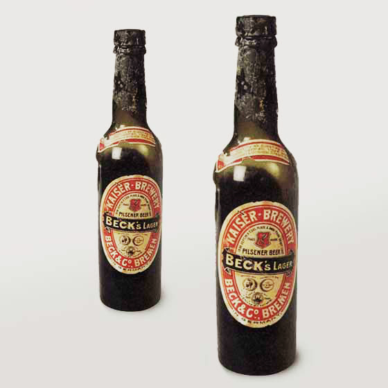 Two old Beck's bottles