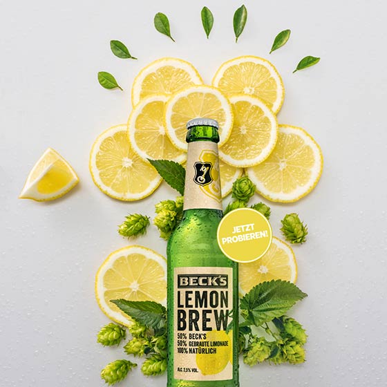 Ein BECK'S Lemon Brew Werbeplakat von 2019